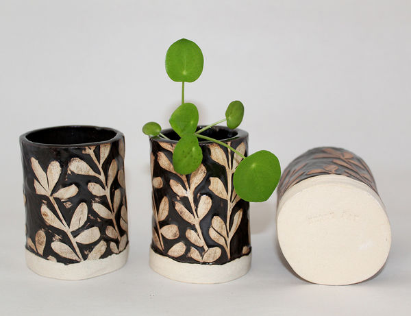 Kerry Day - Mini Black and White Ceramic Plant Pots