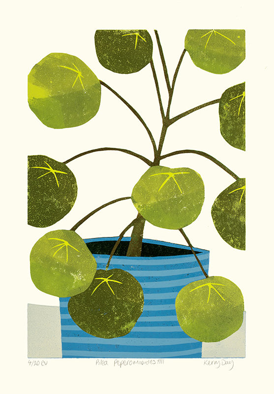 Kerry Day - Pilea Peperomioides #II - Lino Print