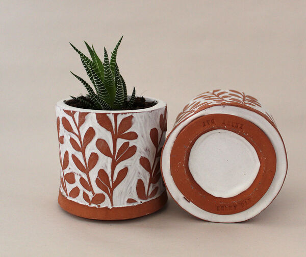 Kerry Day - Terracotta and White Plant Pot