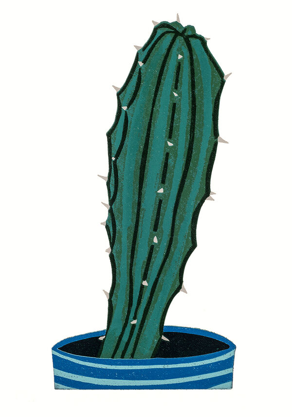 Kerry Day - Trichocereus Bridgesii Linocut Print