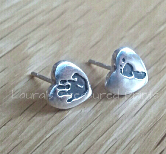 Handprint & Footprint Silver Earrings
