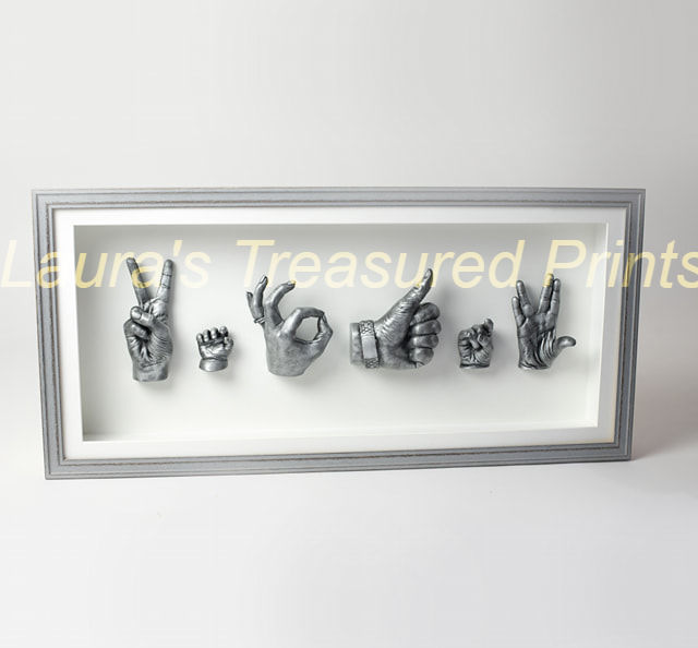 Six 3D Framed hands- totally unique family hand cast!