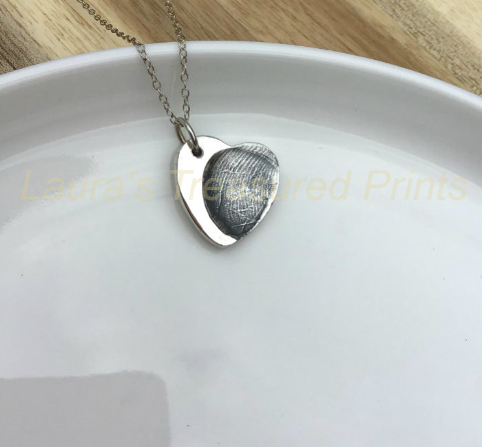 Foundry cast classic heart fingerprint pendant