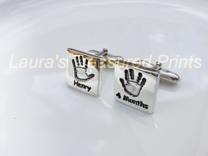 Foundry cast silver hand-print Cufflinks