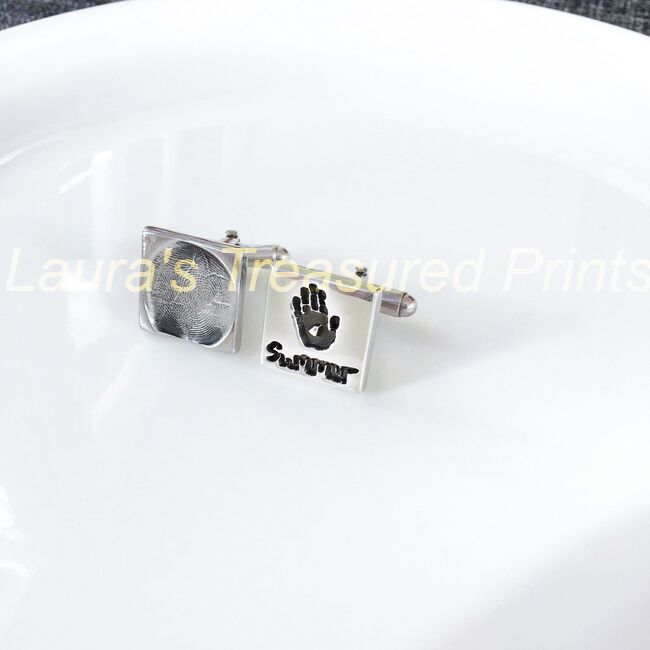 Foundry cast hand-print & fingerprint cufflinks