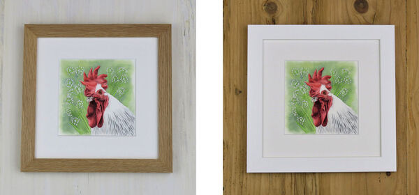 Cow Parsley Chicken is available in either an Oak Frame or a White Frame