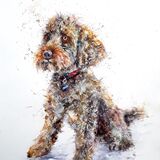 "Ready for a walk? " Dog painting