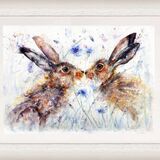 'Cornflower kisses' (framed) SOLD OUT Hares