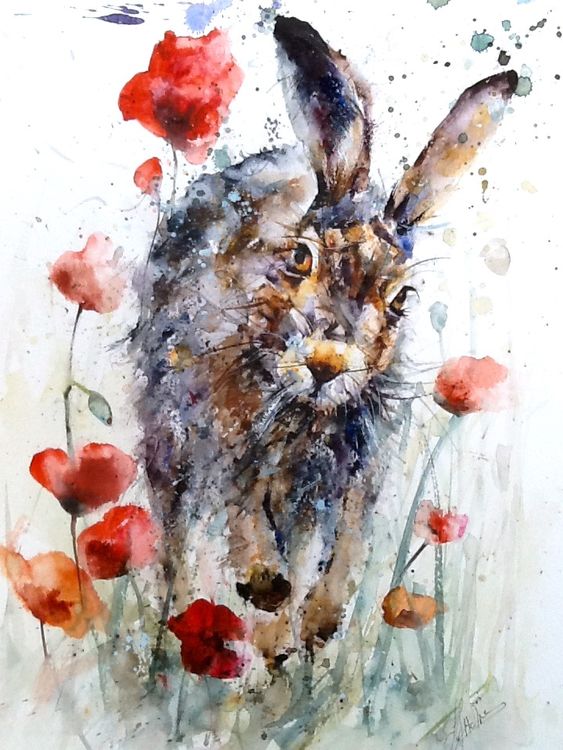 Dashing hare original painting