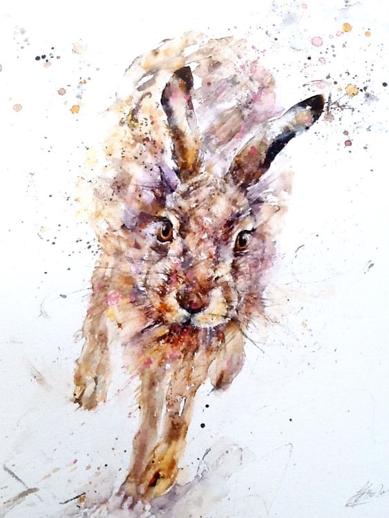 Dashing hare painting