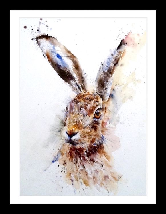 Watercolour hare painting art