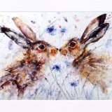 Cornflower kisses Hare painting