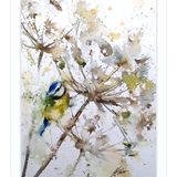 " Harvest " Bird painting blue tit