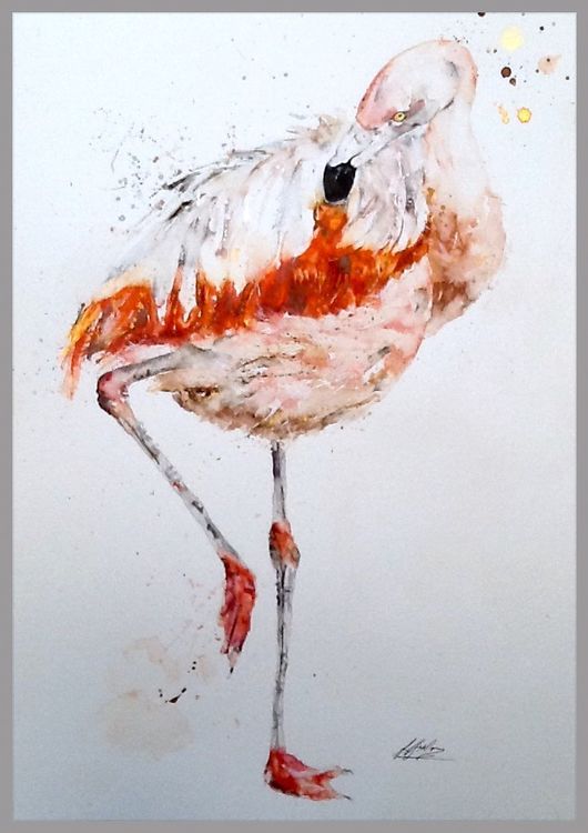 " The balancing act " Chilean flamingo SOLD