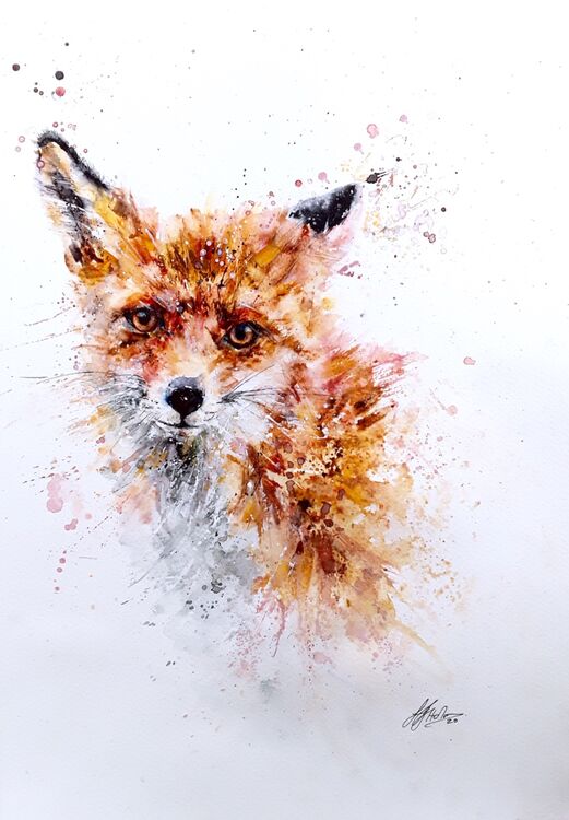 Young hare with cow parsley £155 SOLD