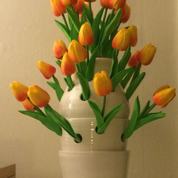 White Earthenware Tulip Vase