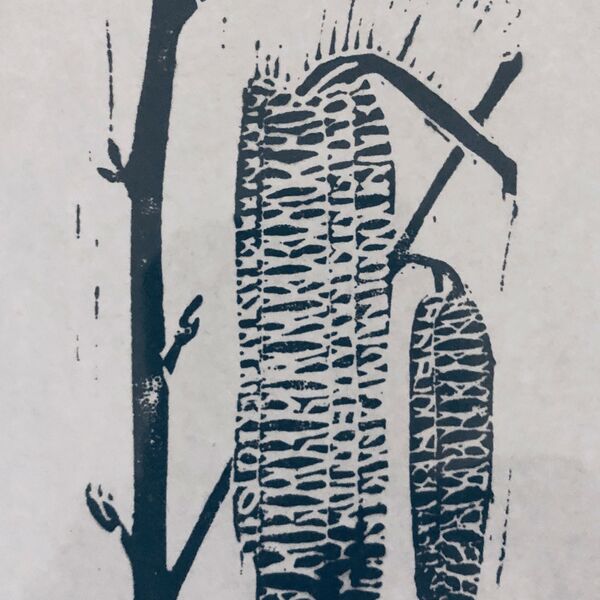 Catkins Linocut