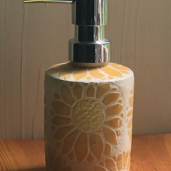 Yellow Chrysanthemum Soap Dispenser