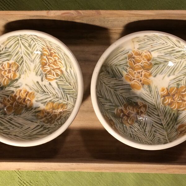 Pair of Pine Bowls in a Pine Tray - Sold