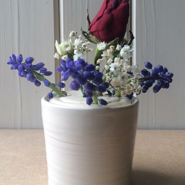 Small Cream Cannister Vase