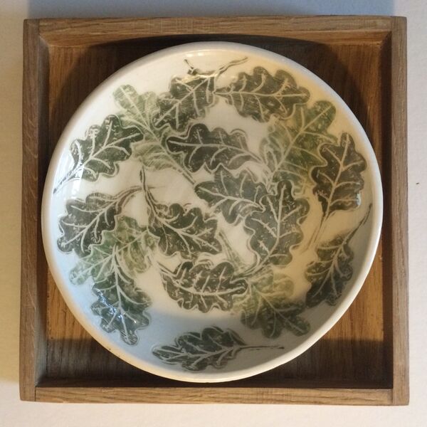 Shallow Oak Leaf Dish in Oak Tray - Sold