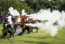 Musket volley.
