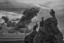 Dusk at Morecambe.(Statues).