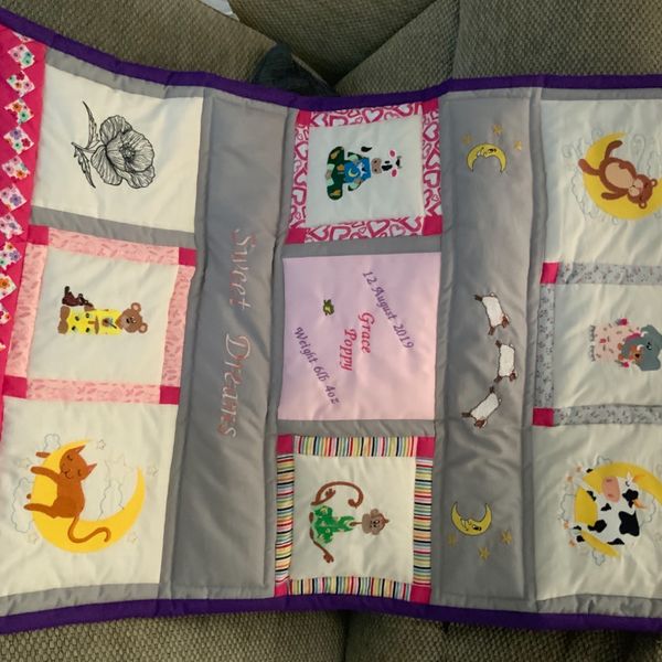 Bespoke personalised baby quilt - girl