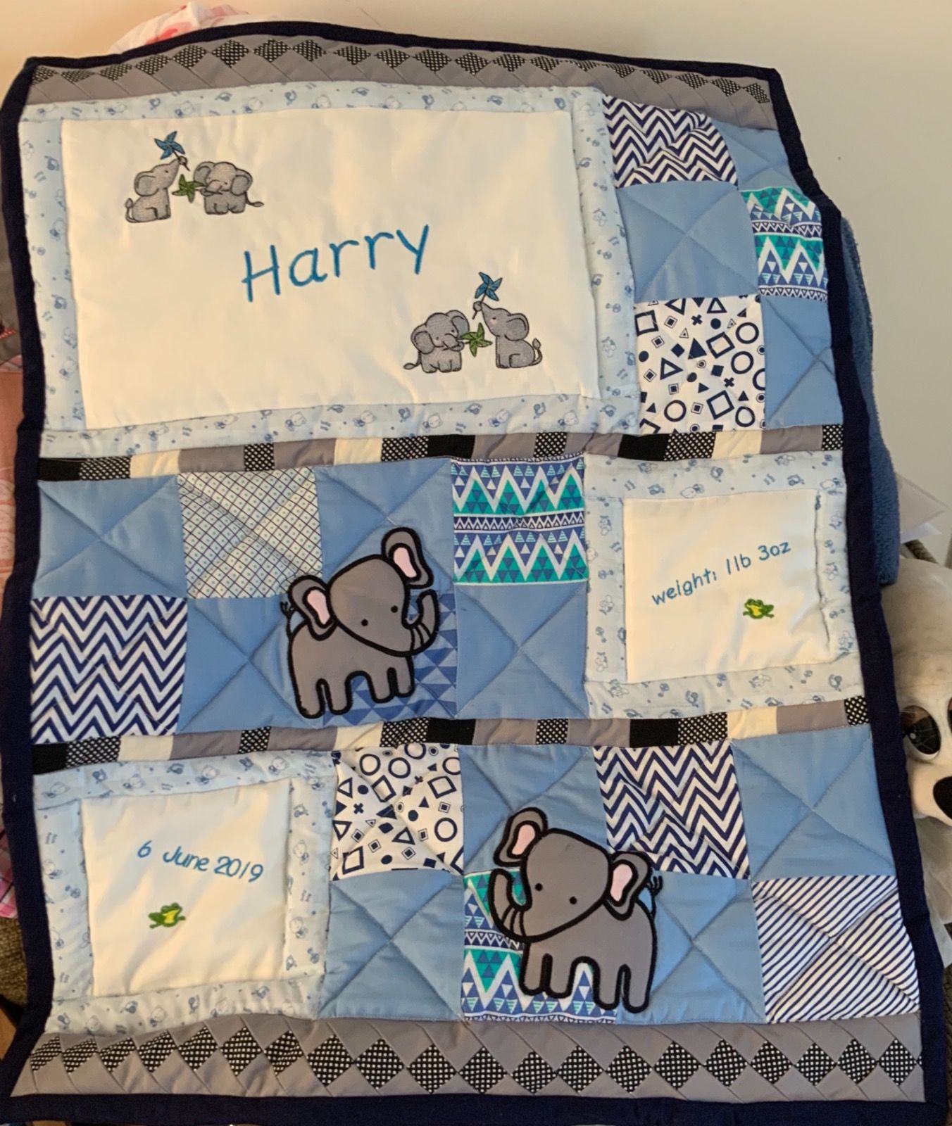 Bespoke personalised baby quilt- boy