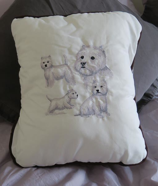 Embroidered West Highland White Cushion