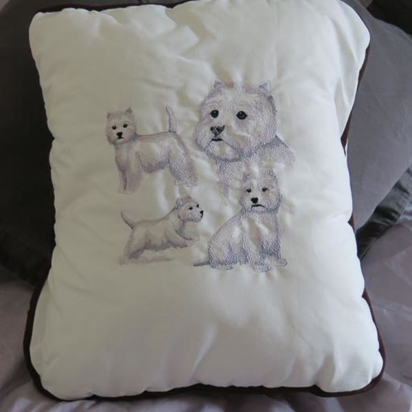 Embroidered West Highland White Cushion