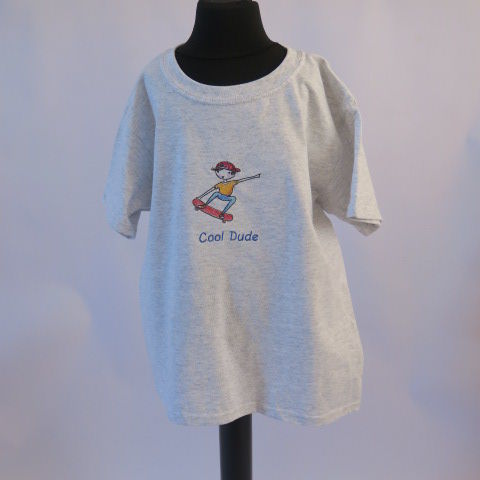 Cool Dude Grey Embroidered Child Tee Shirt