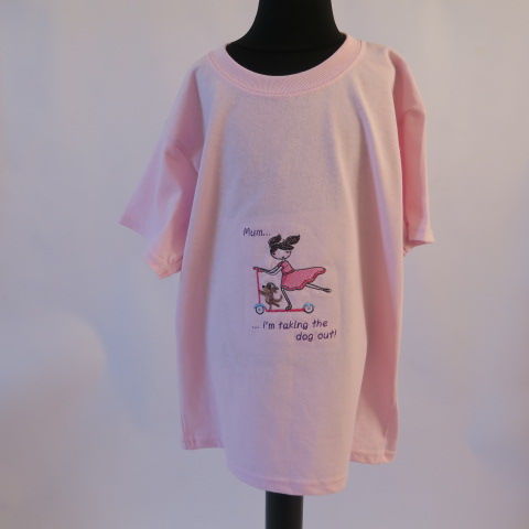 Pink Embroidered Child Tee Shirt