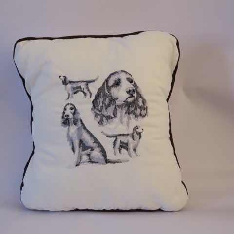 Embroidered Spaniel Dog Cushion