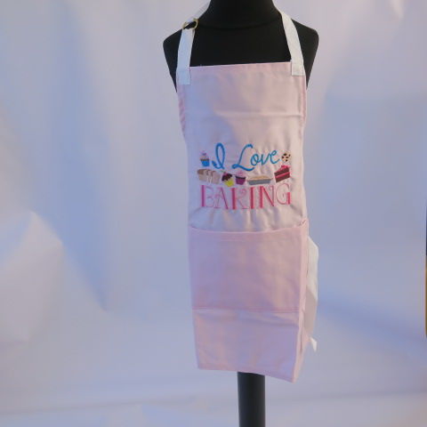 Handmade Embroidered Child Apron in Pink