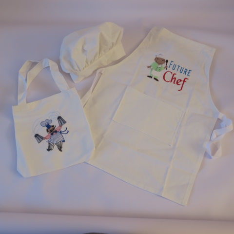 Child Embroidered Apron Set in White