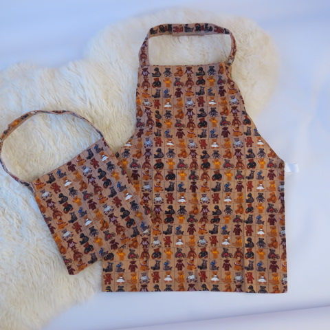 Handmade Child Teddy Apron Set