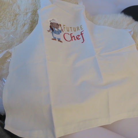 Embroidered Child Apron in Cream
