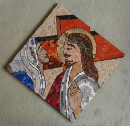 Fabric mosaic Jesus and Mary