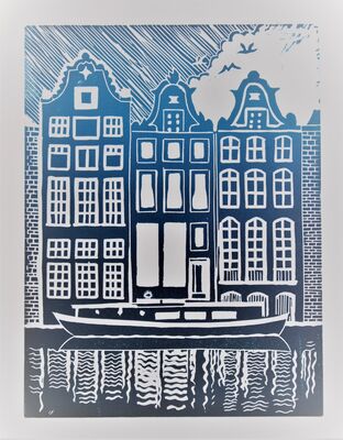 Amsterdam - lino print