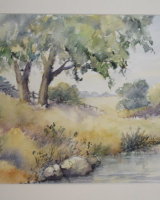 Waterside view. Watercolour