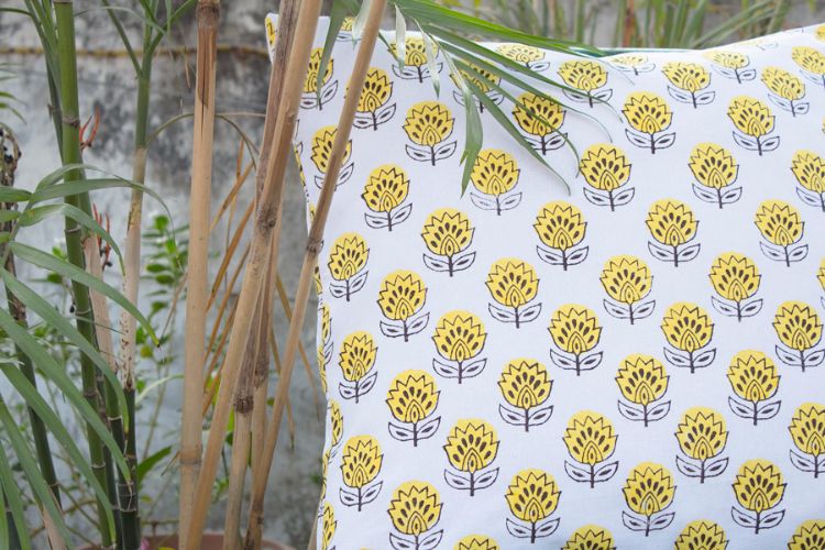 1421186-Organic Cotton Block Printed Cushion Cover