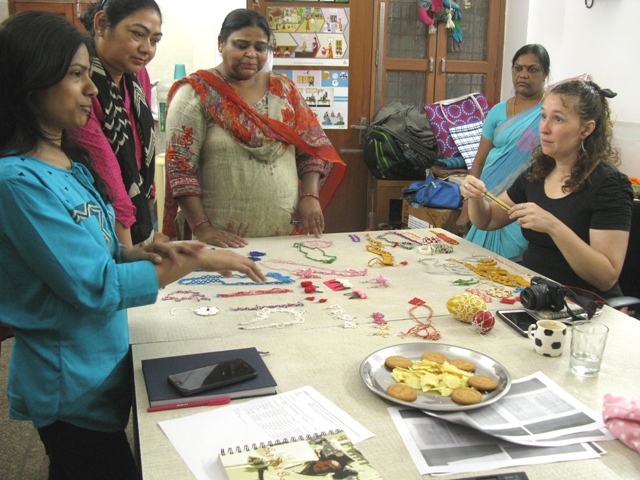 Anand Craft Women showing their tatted products with Anna s