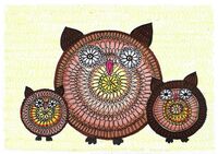 G-022022 Greetings Card Greetings card with one large owl face and two smaller ones
