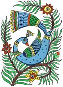 G-102022 Greetings Card Greetings card decorated with palm fronds and an exotic peacock.