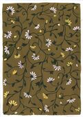 G-162022 Greetings Card Greetings card - White and yellow flowers and green trailing leaves on a khaki background