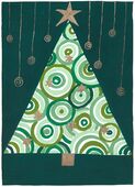 G-292022 Christmas Card Christmas card decorated with a stylized Christmas tree and spirally lights hanging down either side
