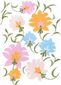 G-682022 Greetings Card Greetings card depicting a collection of pastel coloured flowers on a white background.