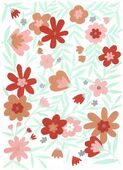 G-722022 Greetings Card Greetings card depicting pink and brown flowers on a white background.