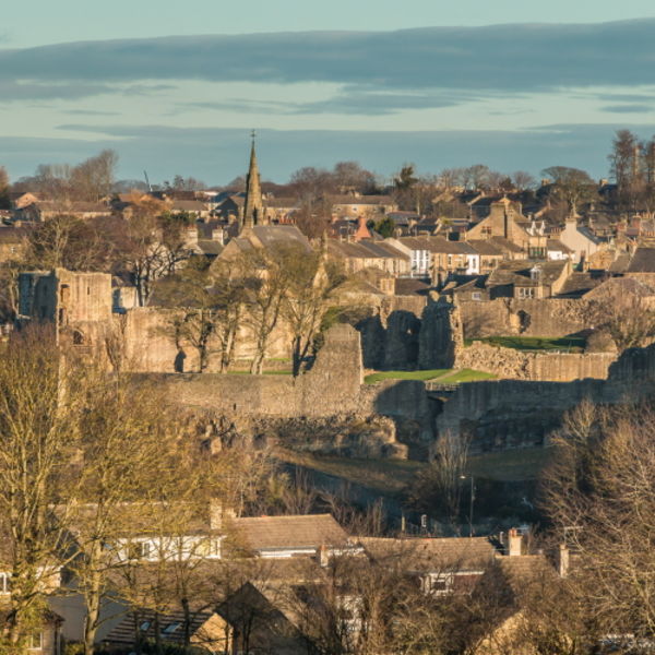 The town and castle, Barnard Castle, Teesdale, from Startforth